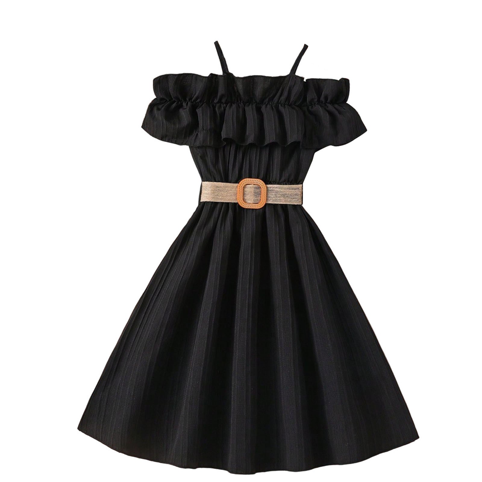 HAJWOH Toddler Girl Dress Casual Flower Girl Dresses Comfy Spring Dress 2025 New Beach Short Dresses Black 8